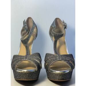 Giannni Bini Silver Glitter Platform High Heel Size 8.5